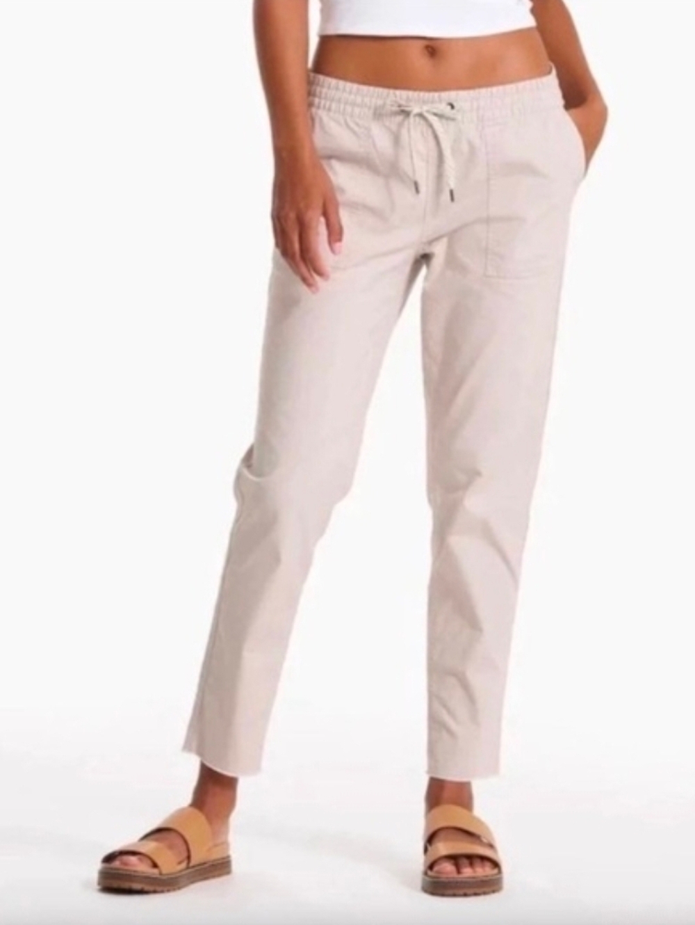 Vuori Dura Terra Cropped Drawstring Ankle Pants - Dusty Pink Size L